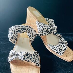 Dolce Vita Leopard-Print Bow Cork Wedges